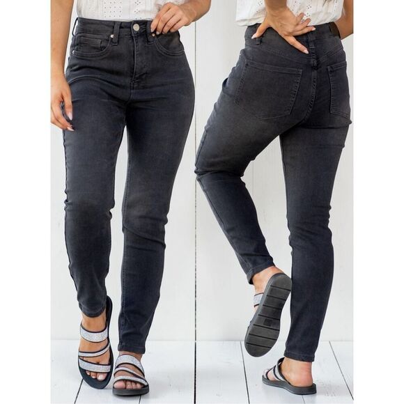 Royalty For Me Denim - Black Wash Plus High Rise Tummy Control Skinny Jeans Stretch Sculpting Jegging